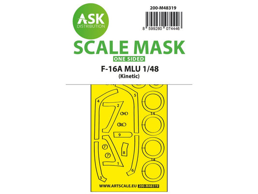 Art Scale 200-M48319 1:48 F-16A MLU wheels and canopy frame paint mask