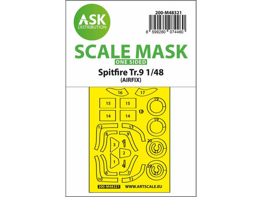 Art Scale 200-M48321 1:48 Supermarine Spitfire Tr.9 one-sided express fit mask for Airfix