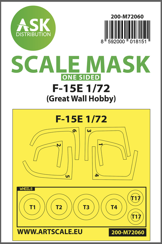 Art Scale 200-M72060 1:72 McDonnell F-15E Eagle wheels and canopy frame paint masks