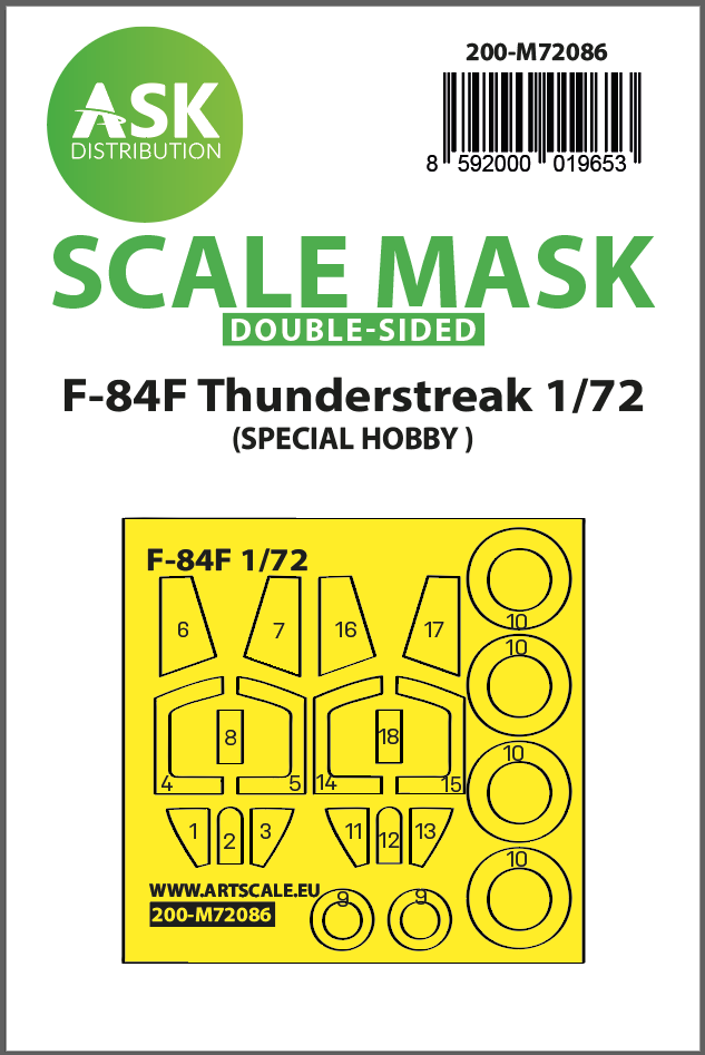 Art Scale 200-M72086 1:72 Republic F-84F Thunderstreak double-sided express fit mask