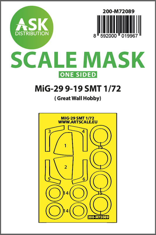 Art Scale 200-M72089 1:72 Mikoyan MiG-29 9-19 SMT external one-sided self-adhesive fit mask