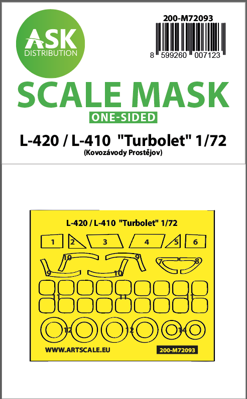 Art Scale 200-M72093 1:72 Let L-410 / L-420 Turbolet wheels and canopy  paint masks