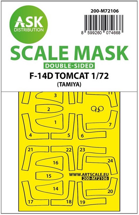 Art Scale 200-M72106 1:72 Grumman F-14D Tomcat Double-sided self-adhesive fit mask