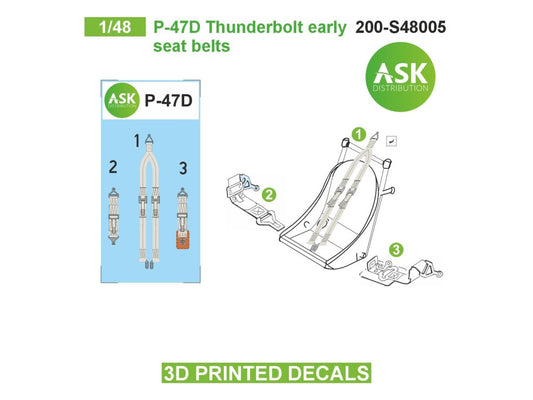 Art Scale 200-S48005 1:48 Republic P-47D Thunderbolt early seat belts - 3D-printed decals