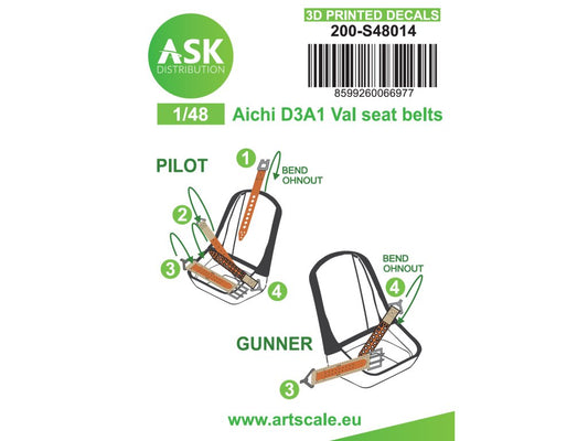 Art Scale 200-S48014 1:48 Aichi D3A1 Val seat belts - 3D printed decals