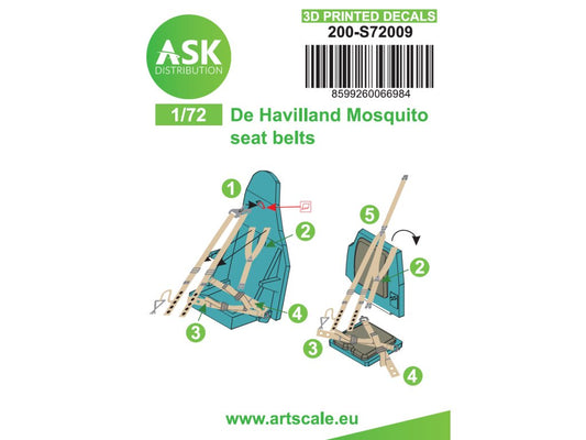 Art Scale 200-S72009 1:72 Mosquito pilotÂ´s seat belts - 3D printed decals