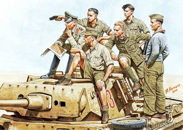 Master Box MB3561 1:35 German (WWII) Tank Crew, DAK/Afrika Korps including Rommel figure