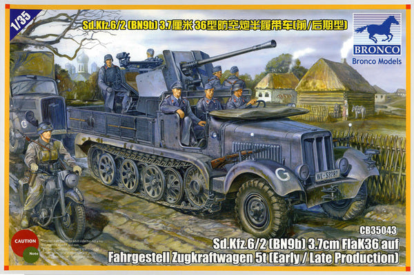 Bronco Models CB35043 1:35 Sd.Kfz.6/2 5t 3.7cm Flak36 half-track (BN9) Early/Late Production