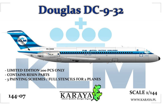 Karaya 144-07 1:144 Douglas DC-9-32 - PH-DNG City of Rotterdam, PH-DNV City of Warsaw, PH-DNW City of Moscow