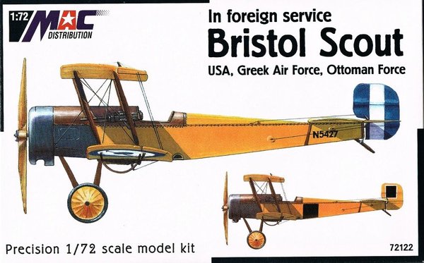 MAC Distribution 72122 1:72 Bristol Scout with decals for USA. Greece and Ottoman Force