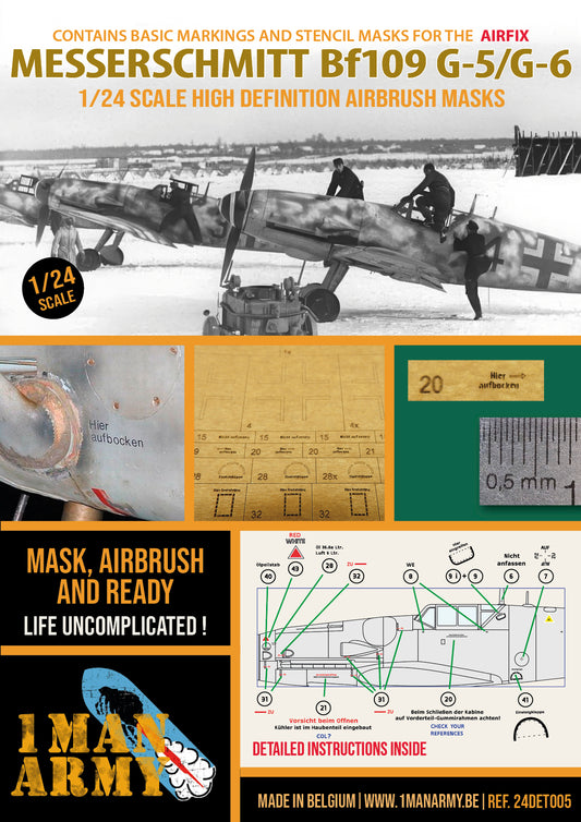 1ManArmy 24DET005 1:24 Messerschmitt Bf-109G-5/G-6 airbrush masks
