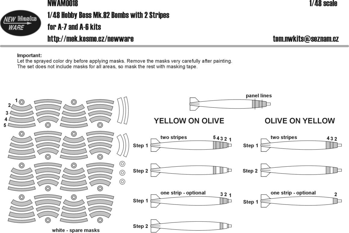 New Ware NWAM0018 1:48 Mk-82 Bombs with 2 stripes for A-7/A-6