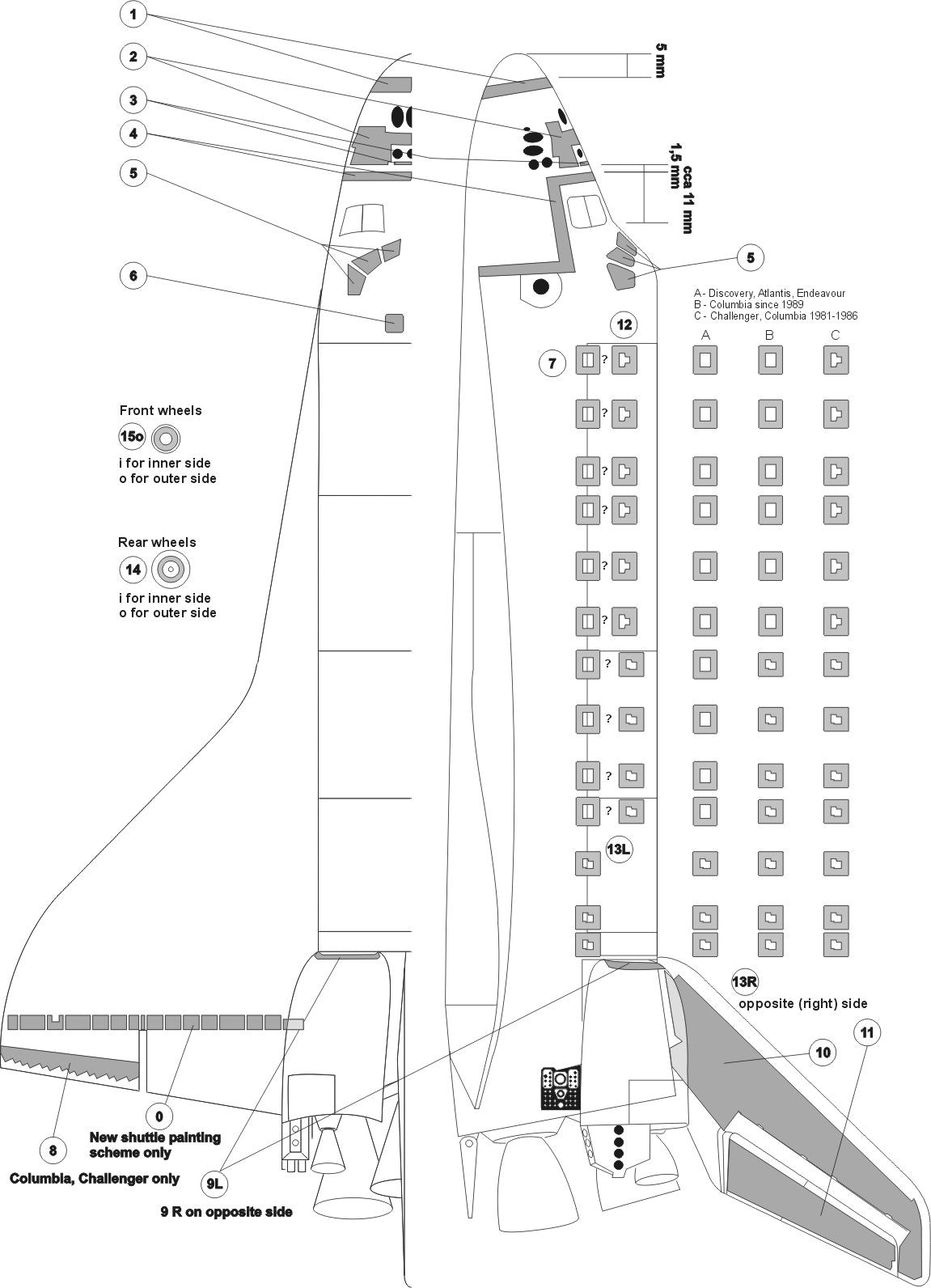 New Ware NWAM0038 1:144 Mask for Space Shuttle designed to be used with Revell kits