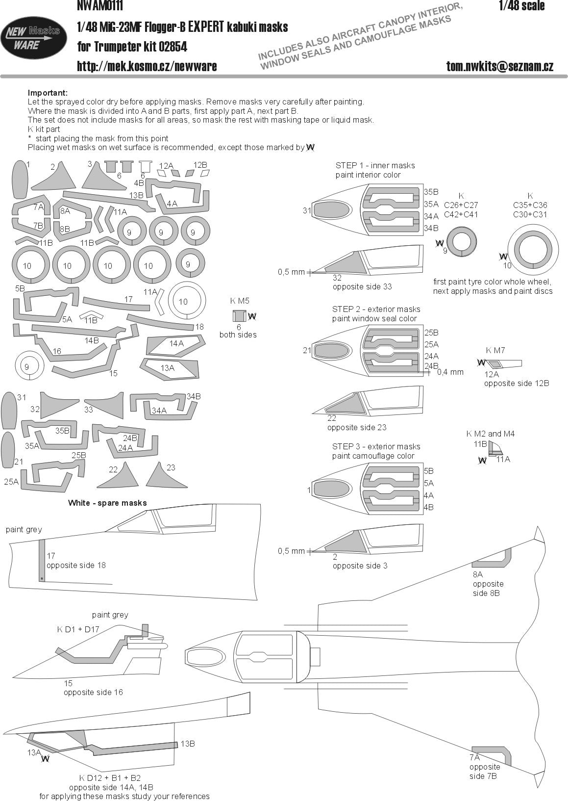 New Ware NWAM0111 1:48 Mikoyan MiG-23MF Flogger-B EXPERT set