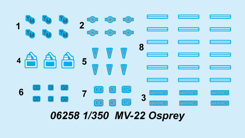 Trumpeter 06258 1:350 Bell-Boeing MV-22 Osprey (6 per box)