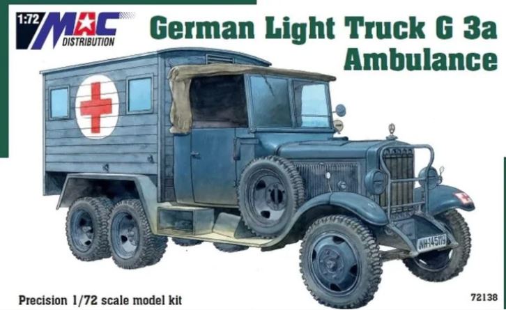 MAC Distribution 72138 1:72 Mercedes-Benz G3a German Light Truck Ambulance NO DECALS IN THIS KIT