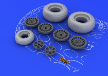 Eduard Brassin 648057 1:48 Northrop P-61A 'Black Widow' wheels with weighted tyre effect