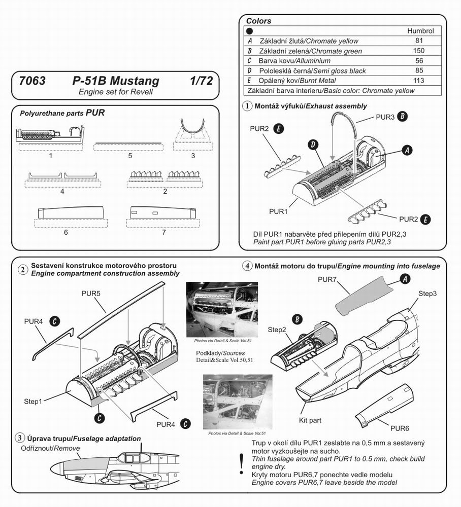 CMK 7063 1:72 North-American P-51B Mustang Engine Set