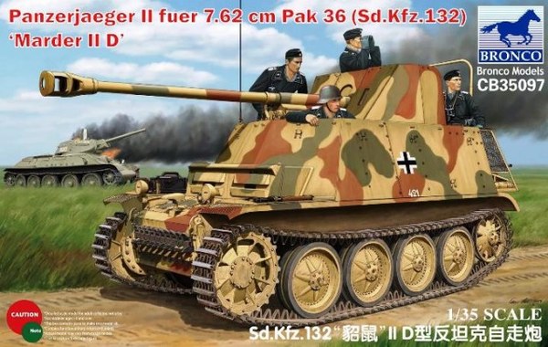 Bronco Models CB35097 1:35 Panzerjaeger II fuer 7.62cm PaK-36 (Sd.Kfz.132) Marder IID