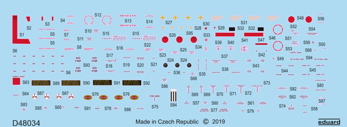 Eduard D48034 1:48 North-American P-51D-5 Mustang stencils