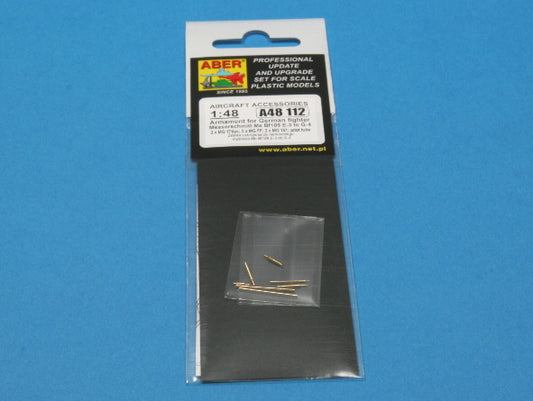 Aber A48112 1:48 Messerschmitt Bf-109E-3 to Bf-109G-4 Armament for German Fighter 2 x MG.17 Tips, 2 x MG.151; Pitot Tube