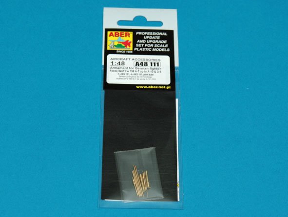Aber A48111 1:48 2 x MG.131 & 4 x MG.151 and Pitot Tube Armament for Focke-Wulf Fw-190A-7/8/9/10 & Fw-190D-9