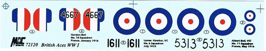 MAC Distribution 72120 1:72 Bristol Scout 'First WWI Aces' markings