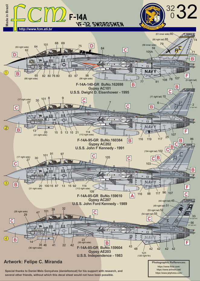 FCM 32032 1:32 Grumman F-14A Tomcat VF-32 Swordsmen