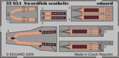 Eduard 32654 1:32 Fairey Swordfish Mk.I/Mk.II seatbelts PRE-PAINTED IN COLOUR!