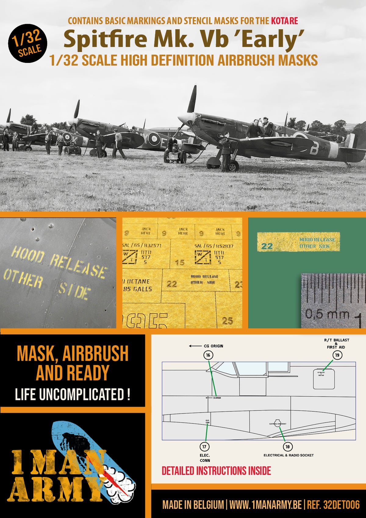 1ManArmy 32DET006 1:32 Supermarine Spitfire Mk.Vb Early Version