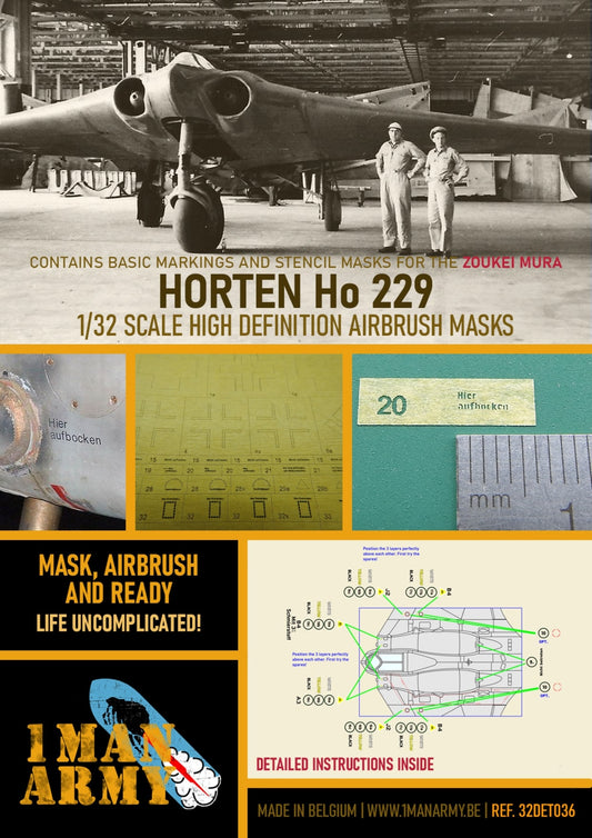 1ManArmy 32DET036 1:32 Horten Ho-229 High Definition Stencilling & National Insignia Paint Masks