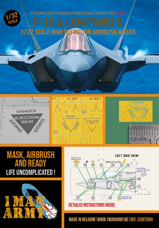 1ManArmy 32DET809 1:32 Lockheed-Martin F-35A Lightning II High Definition Airbrush Masks