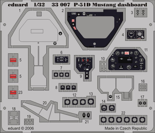 Eduard 33007 1:32 North-American P-51D Mustang instrument panel PRE-PAINTED IN COLOUR!