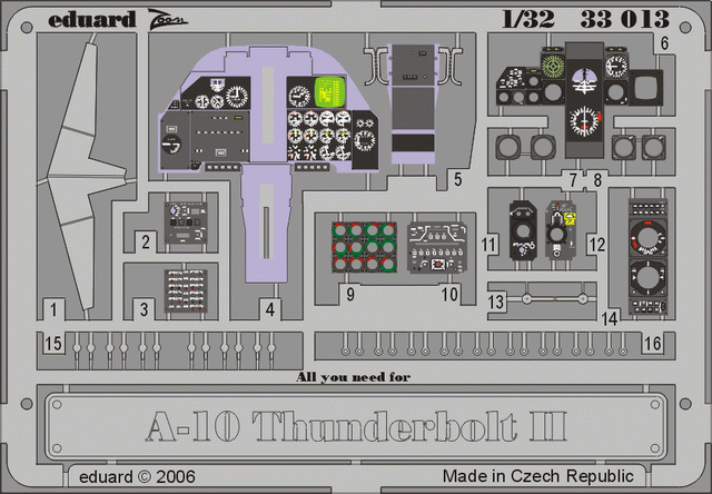 Eduard 33013 1:32 Fairchild A-10A Thunderbolt II instrument panel PRE-PAINTED IN COLOUR!