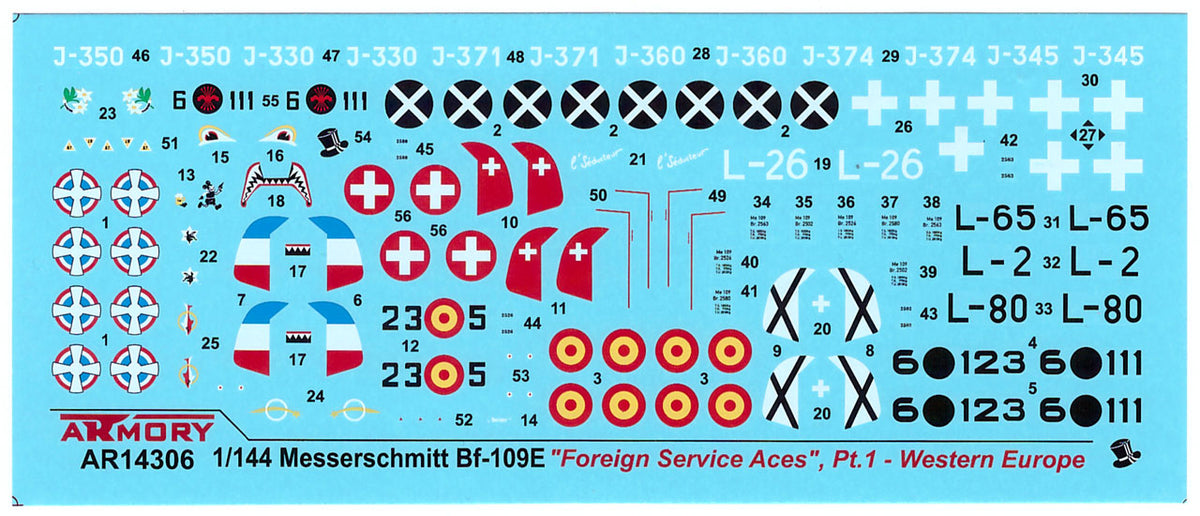 Armory 14306 1:144 Messerschmitt Bf-109E 'Foreign Service Aces', Pt.1 - Spain, Switzerland, Yugoslavia, Serbia