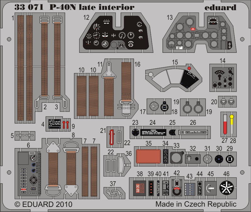 Eduard 33071 1:32 Curtiss P-40N Warhawk late interior (self adhesive)