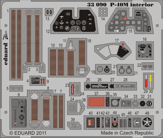 Eduard 33090 1:32 Curtiss P-40M/P-40N Warhawk interior (self adhesive)