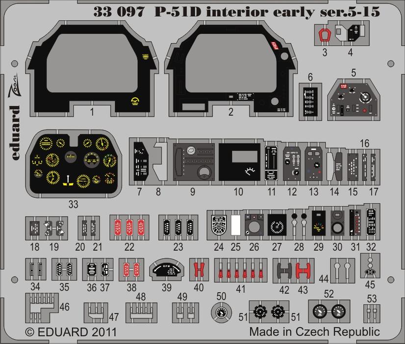 Eduard 33097 1:32 North-American P-51D Mustang Interior early ser.5-15 (self adhesive)