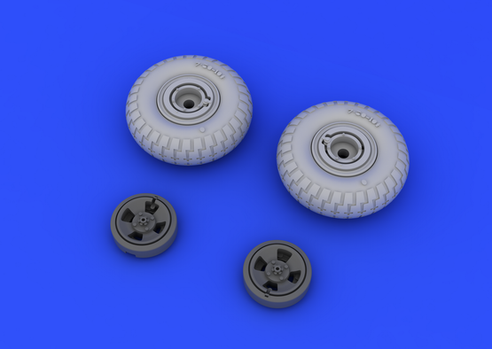 Eduard Brassin 648118 1:48 Supermarine Spitfire Mk.IXc/Mk.IXe wheels with weighted tyre effect - 4 spoke w/pattern