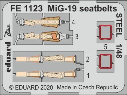 Eduard FE1123 1:48 Mikoyan MiG-19PM/MiG-19S seatbelts STEEL