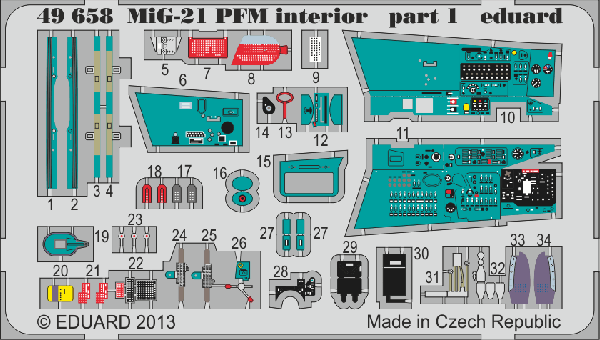 Eduard 49658 1:48 Mikoyan MiG-21PFM interior