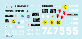 Star Decals 35-C1007 1:35 AMX-13/75. French Cold War markings + Suez-crisis 1956