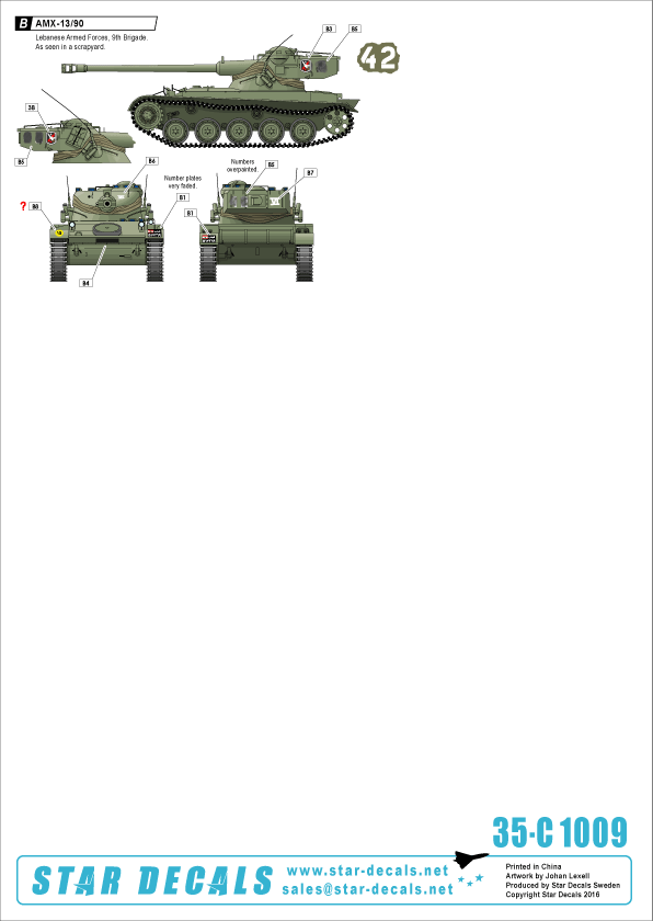 Star Decals 35-C1009 1:35 Lebanese Tanks & AFVs #2. AMX-13. Lebanese Army and militias
