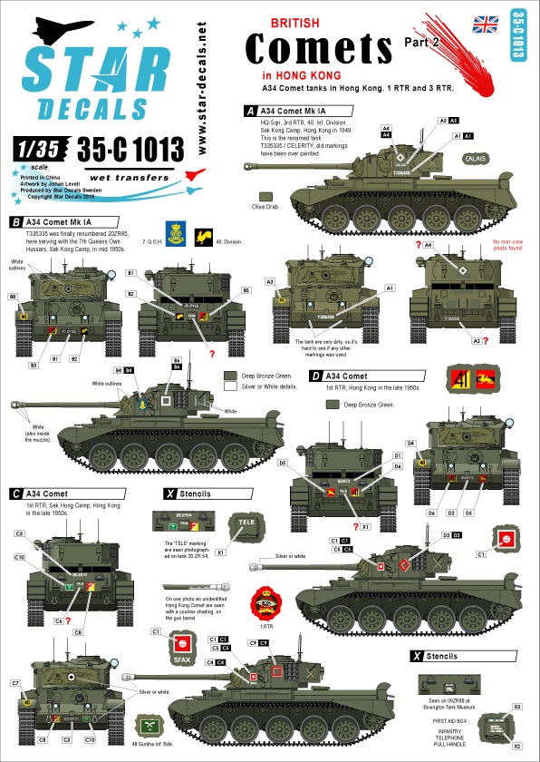 Star Decals 35-C1013 1:35 British Comets #2. Comets in Hong Kong. A34 Comet