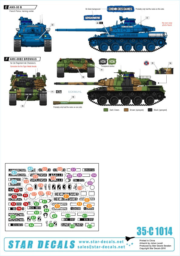 Star Decals 35-C1014 1:35 AMX-30B2 French Main Battle Tank Brennus French AMX-30B