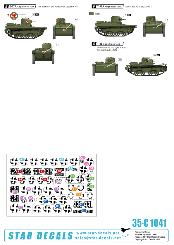 Star Decals 35-C1041 1:35 Finnish Tanks in WWII #5. KV-1 and Amphibious Tanks
