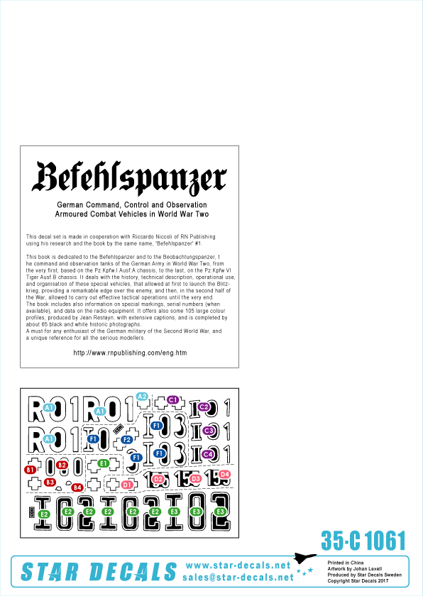 Star Decals 35-C1061 1:35 Befehlspanzer # 5. Bef.Pz.Kpfw. Panther Ausf.D and A