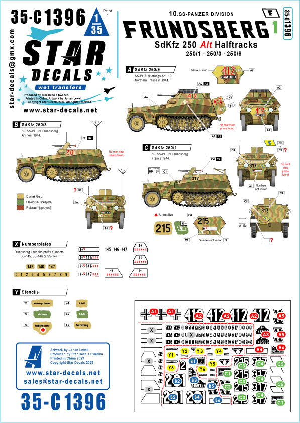 Star Decals 35-C1396 1:35 Frundsberg # 1