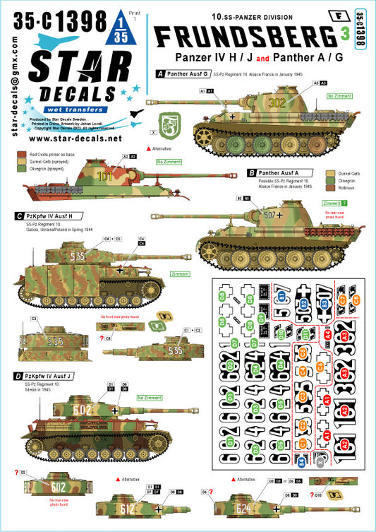 Star Decals 35-C1398 1:35 Frundsberg # 3