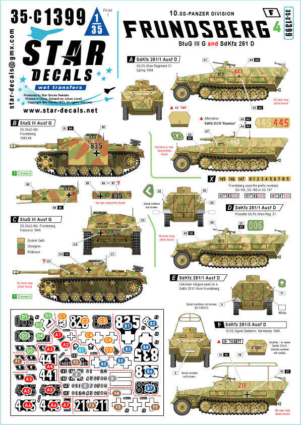 Star Decals 35-C1399 1:35 Frundsberg # 4